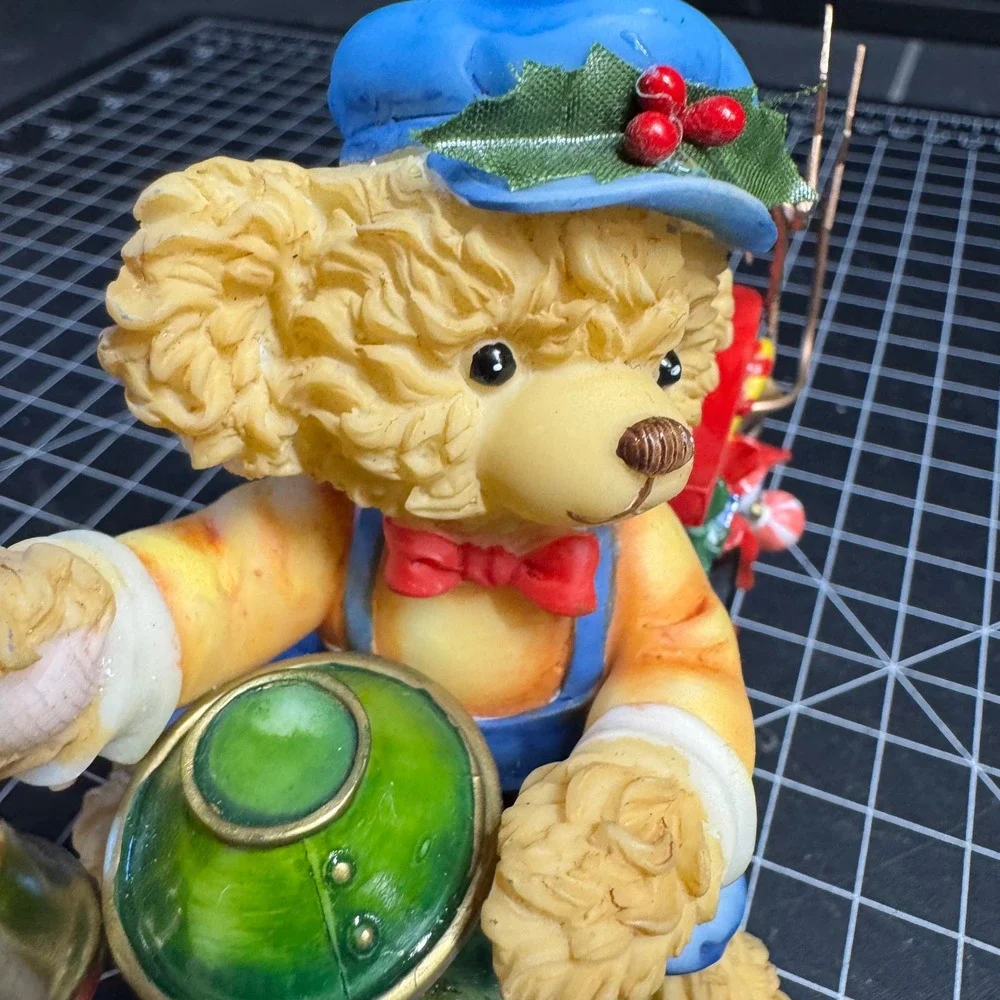 Vtg Robinsons May Christmas Teddy Bear Train Conductor Figurine Holiday Decor